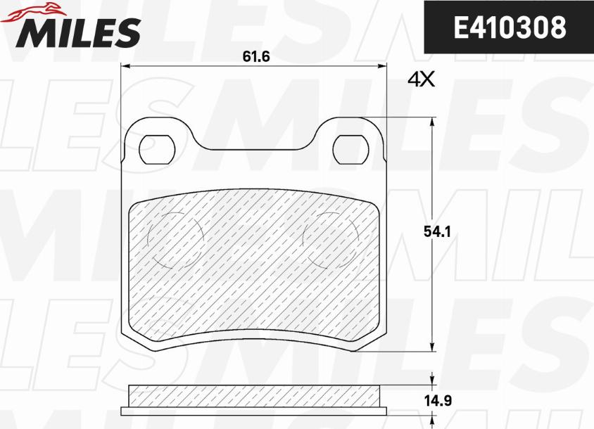 Miles E410308 - Тормозные колодки, дисковые, комплект autospares.lv