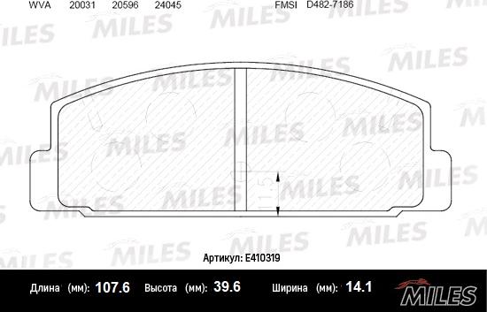 Miles E410319 - Тормозные колодки, дисковые, комплект autospares.lv