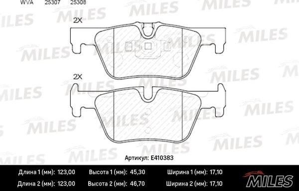 Miles E410383 - Тормозные колодки, дисковые, комплект autospares.lv