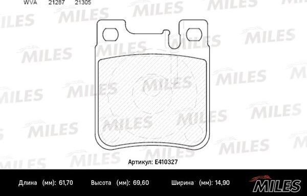 Miles E410327 - Тормозные колодки, дисковые, комплект autospares.lv