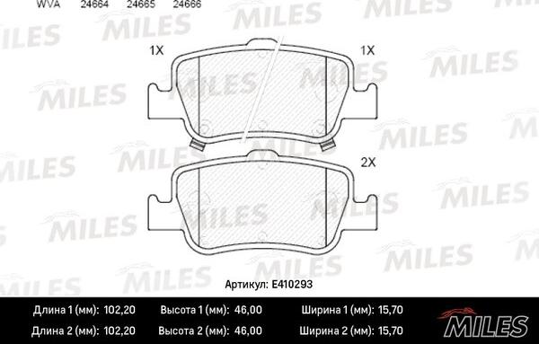 Miles E410293 - Тормозные колодки, дисковые, комплект autospares.lv