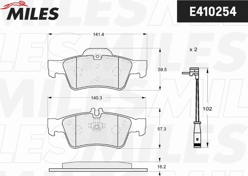 Miles E410254 - Тормозные колодки, дисковые, комплект autospares.lv