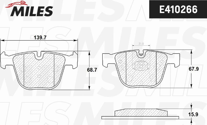 Miles E410266 - Тормозные колодки, дисковые, комплект autospares.lv