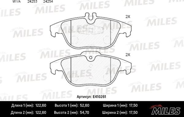 Miles E410261 - Тормозные колодки, дисковые, комплект autospares.lv