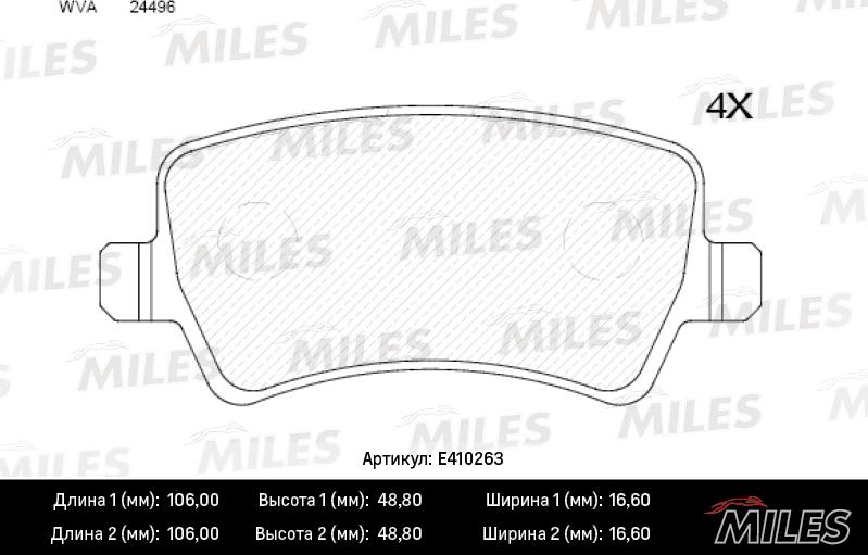 Miles E410263 - Тормозные колодки, дисковые, комплект autospares.lv