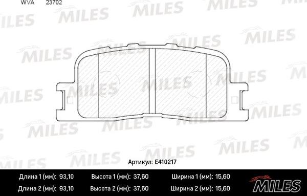 Miles E410217 - Тормозные колодки, дисковые, комплект autospares.lv
