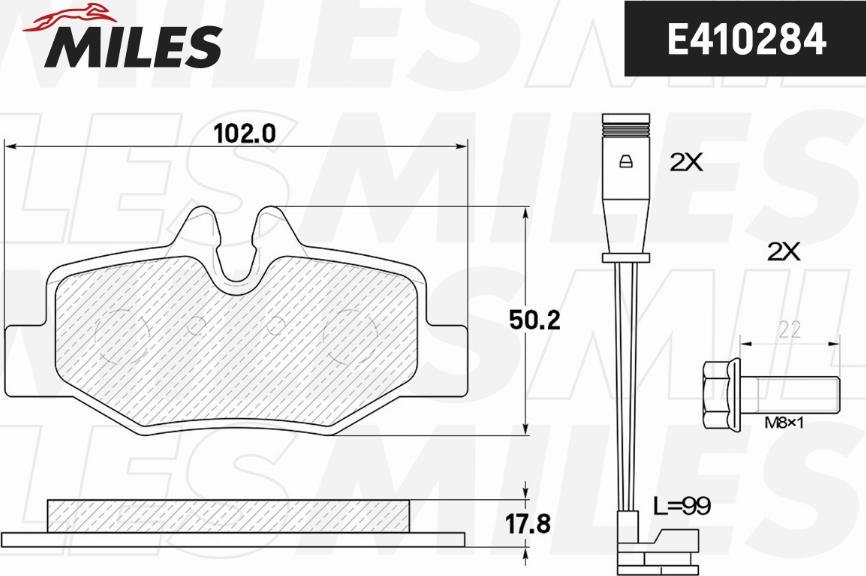 Miles E410284 - Тормозные колодки, дисковые, комплект autospares.lv