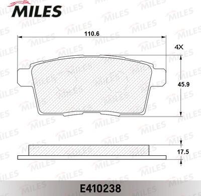 Miles E410238 - Тормозные колодки, дисковые, комплект autospares.lv