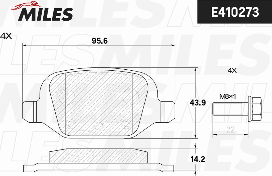 Miles E410273 - Тормозные колодки, дисковые, комплект autospares.lv