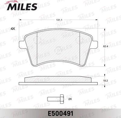 Miles E500491 - Тормозные колодки, дисковые, комплект autospares.lv