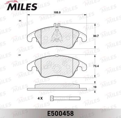 Miles E500458 - Тормозные колодки, дисковые, комплект autospares.lv