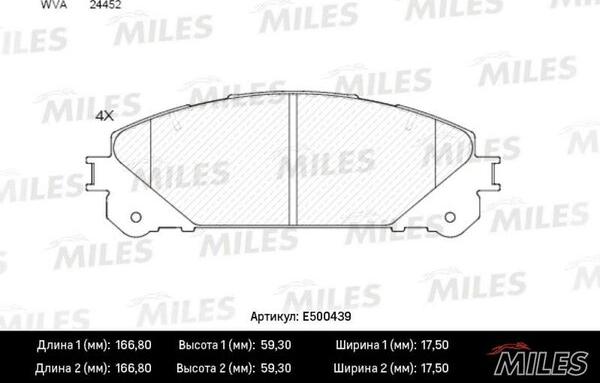 Miles E500439 - Тормозные колодки, дисковые, комплект autospares.lv