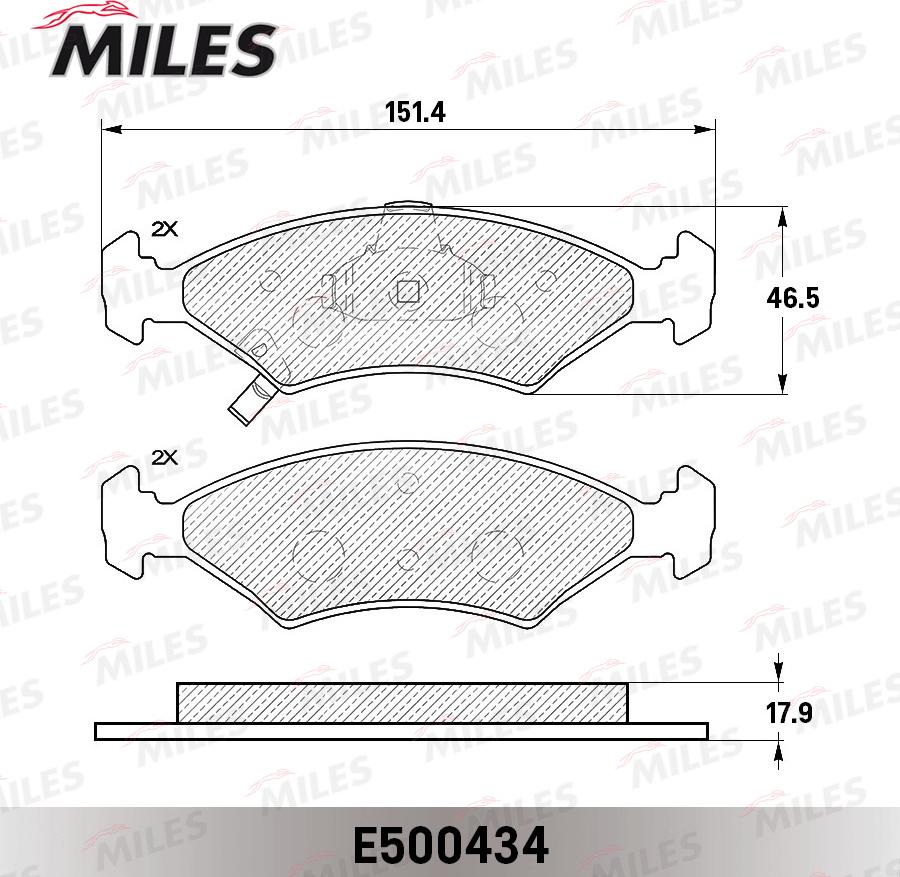 Miles E500434 - Тормозные колодки, дисковые, комплект autospares.lv