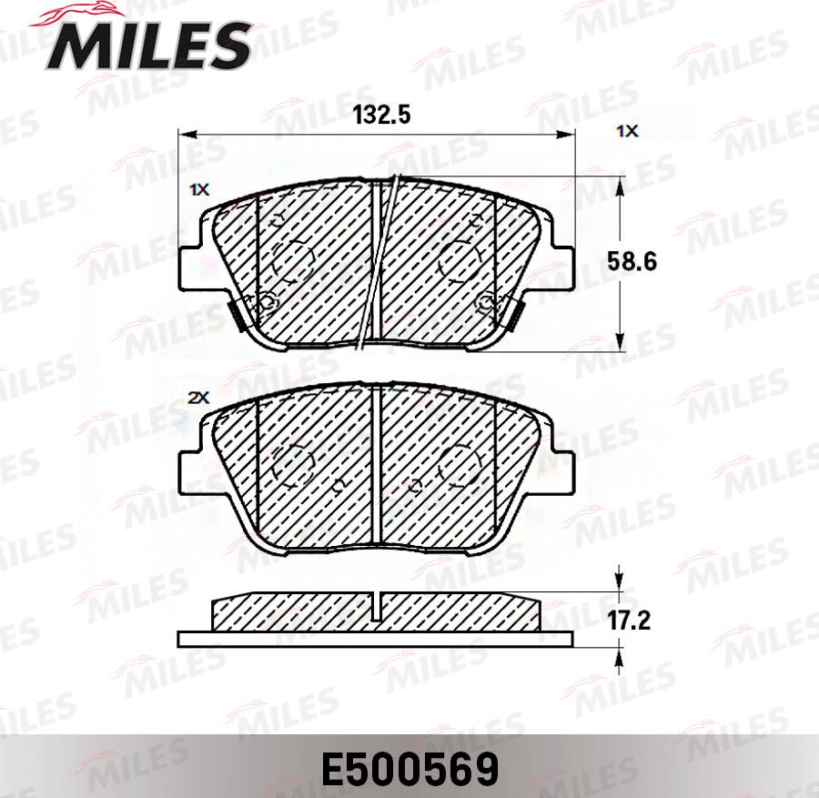 Miles E500569 - Тормозные колодки, дисковые, комплект autospares.lv