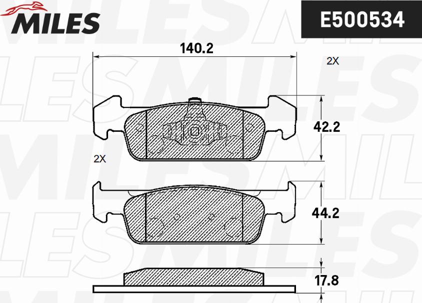 Miles E500534 - Тормозные колодки, дисковые, комплект autospares.lv