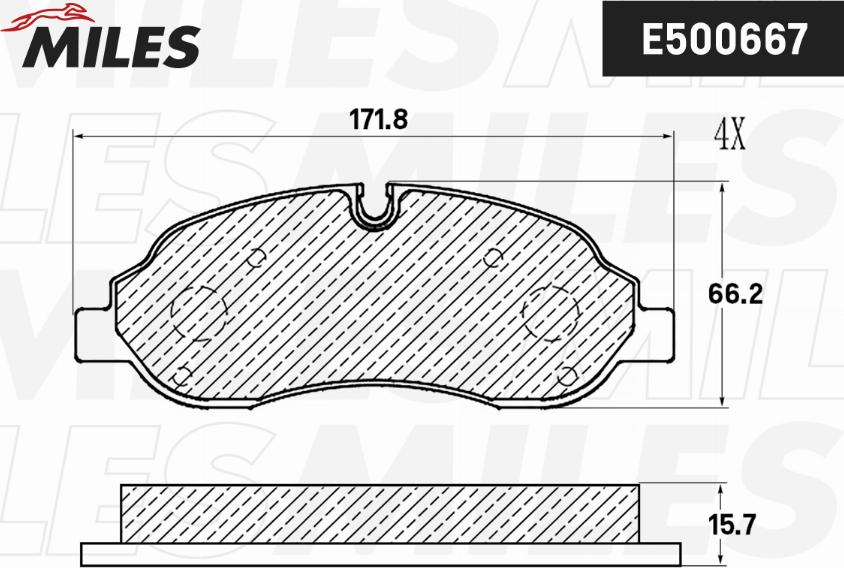 Miles E500667 - Тормозные колодки, дисковые, комплект autospares.lv