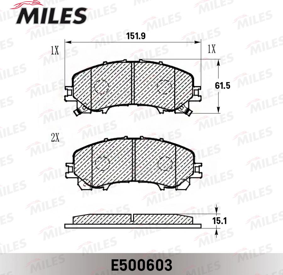 Miles E500603 - Тормозные колодки, дисковые, комплект autospares.lv