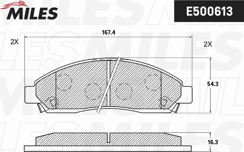 Miles E500613 - Тормозные колодки, дисковые, комплект autospares.lv