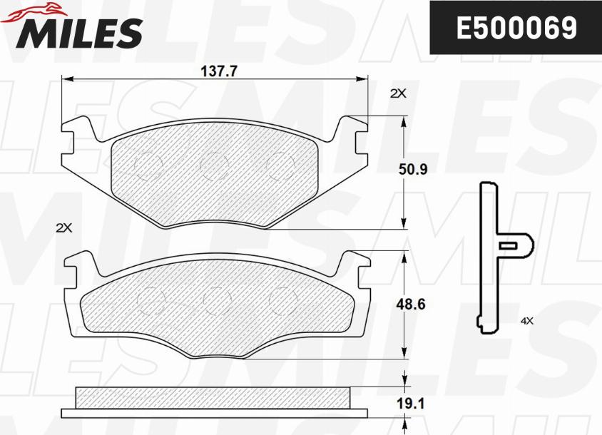 Miles E500069 - Тормозные колодки, дисковые, комплект autospares.lv