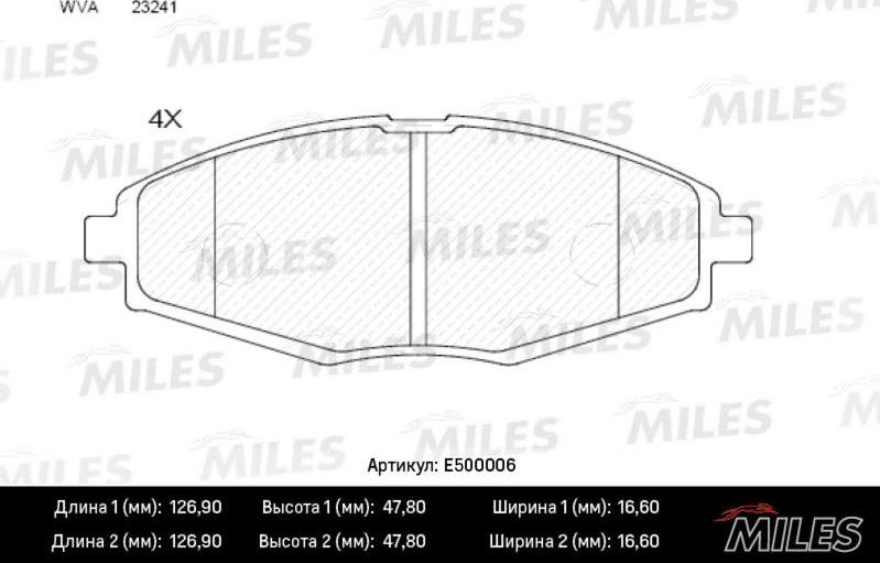 Miles E500006 - Тормозные колодки, дисковые, комплект autospares.lv