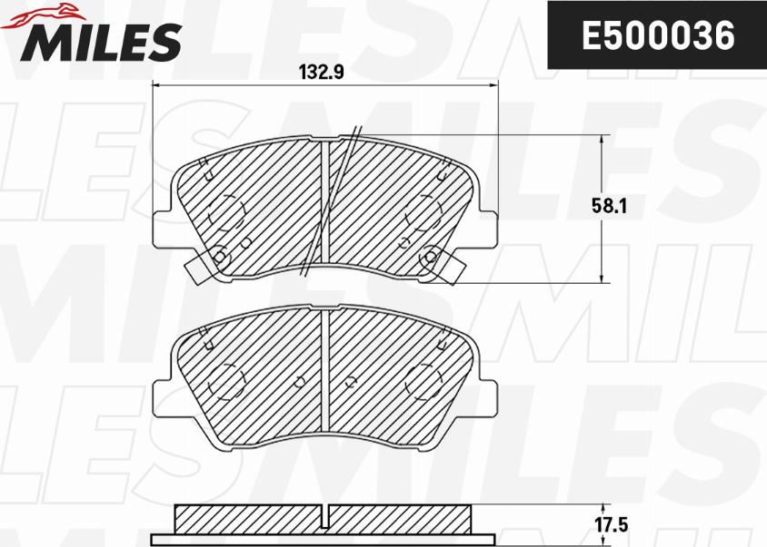 Miles E500036 - Тормозные колодки, дисковые, комплект autospares.lv