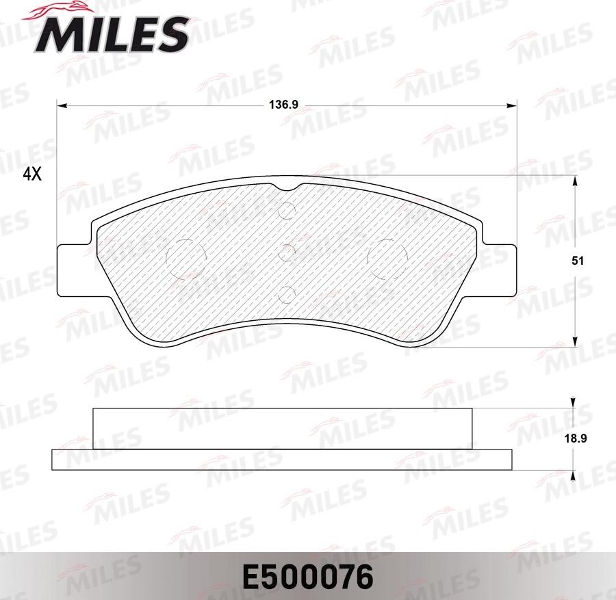 Miles E500076 - Тормозные колодки, дисковые, комплект autospares.lv