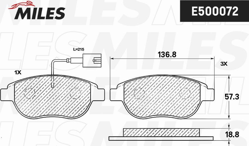 Miles E500072 - Тормозные колодки, дисковые, комплект autospares.lv