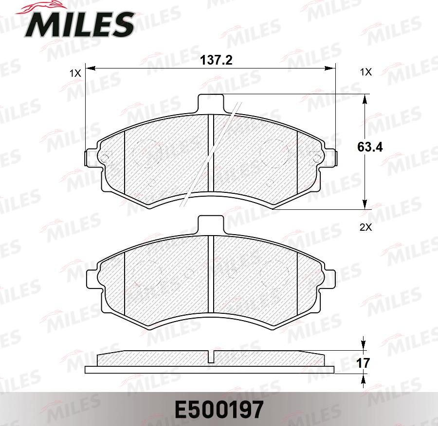 Miles E500197 - Тормозные колодки, дисковые, комплект autospares.lv