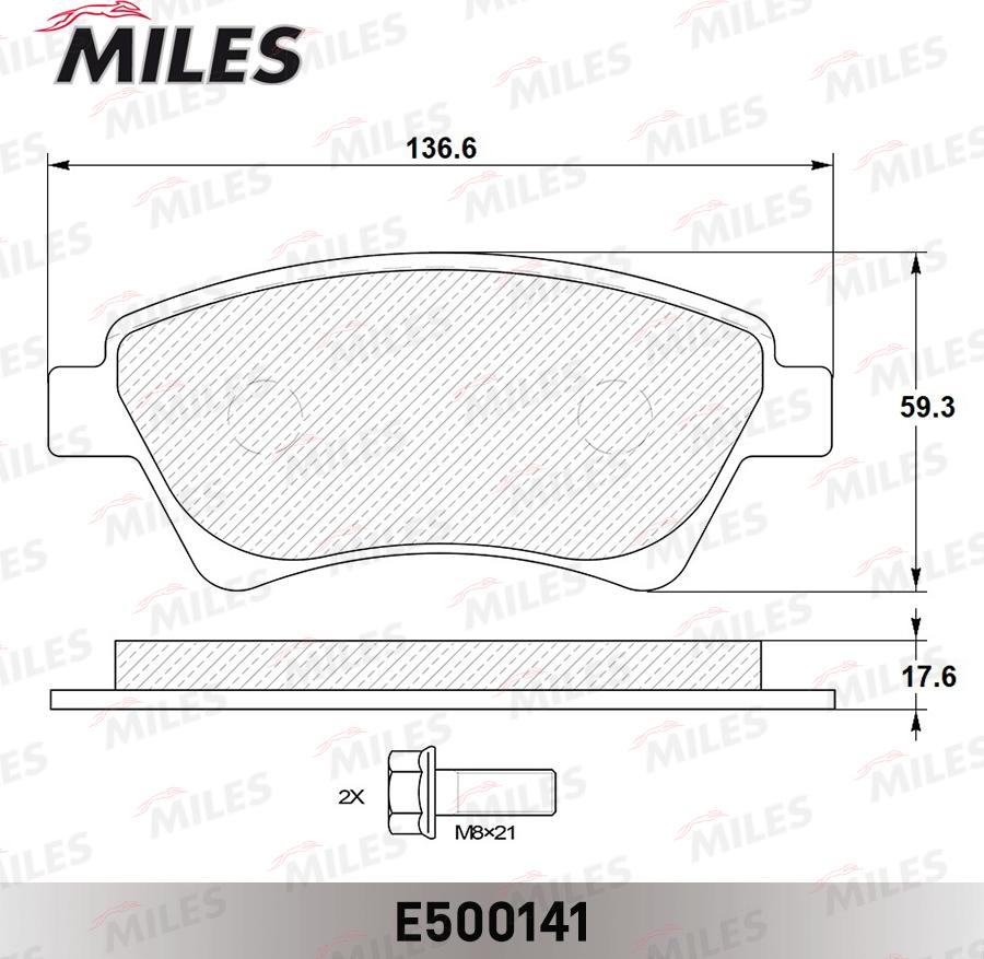 Miles E500141 - Тормозные колодки, дисковые, комплект autospares.lv