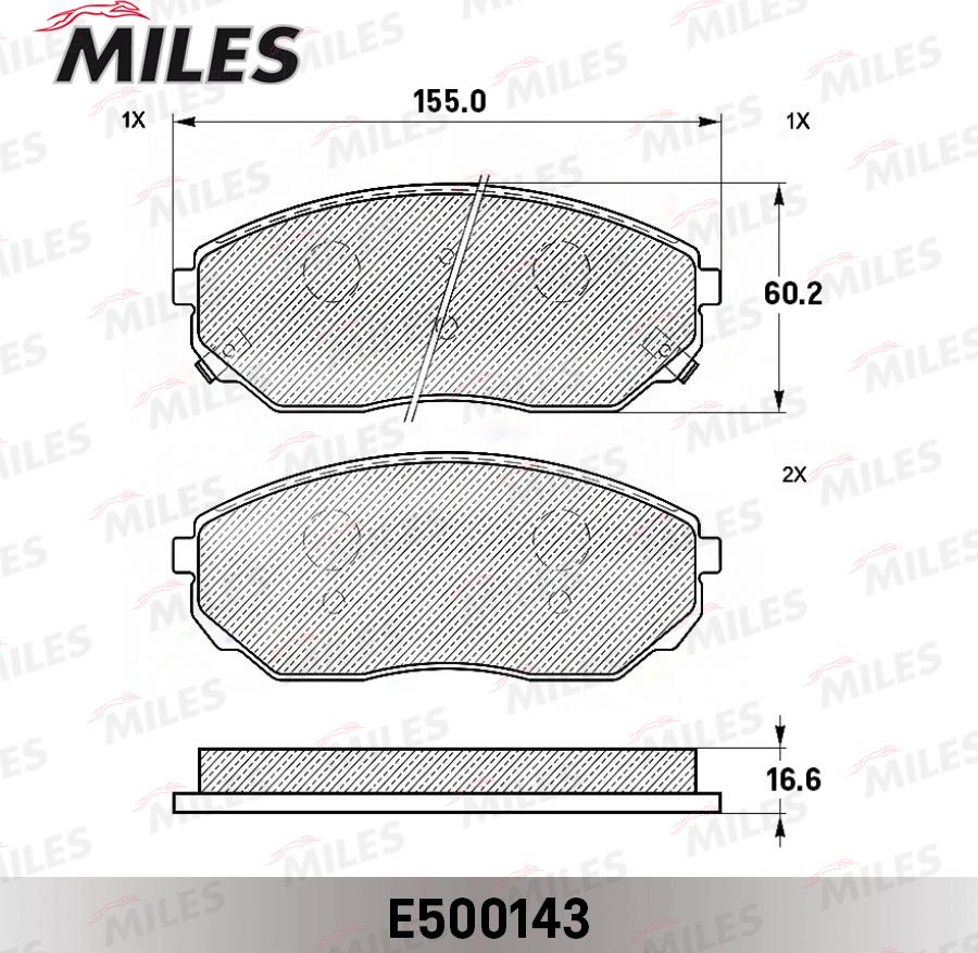 Miles E500143 - Тормозные колодки, дисковые, комплект autospares.lv