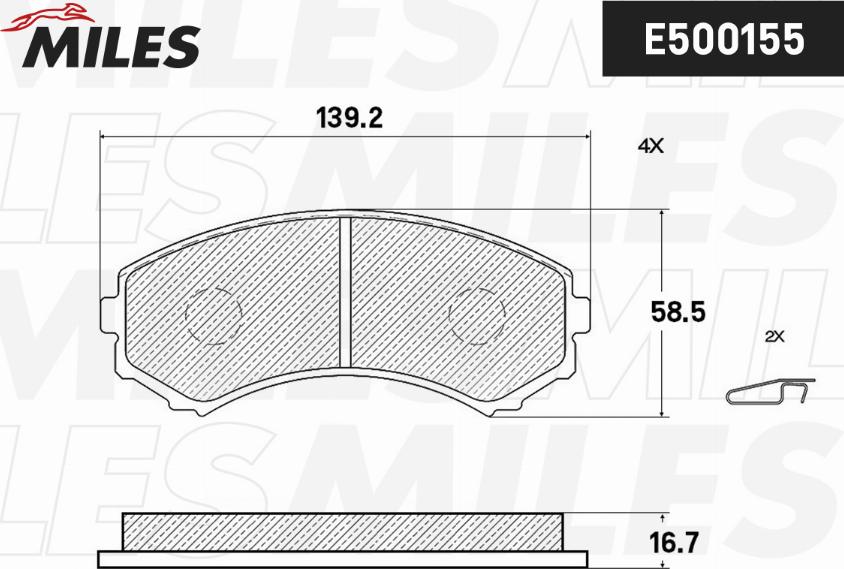 Miles E500155 - Тормозные колодки, дисковые, комплект autospares.lv