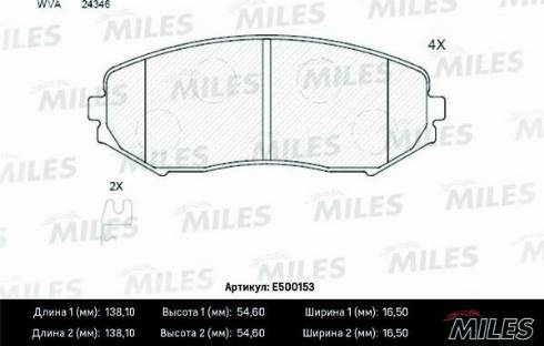 Miles E500153 - Тормозные колодки, дисковые, комплект autospares.lv