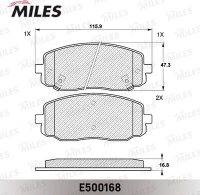 Miles E500168 - Тормозные колодки, дисковые, комплект autospares.lv