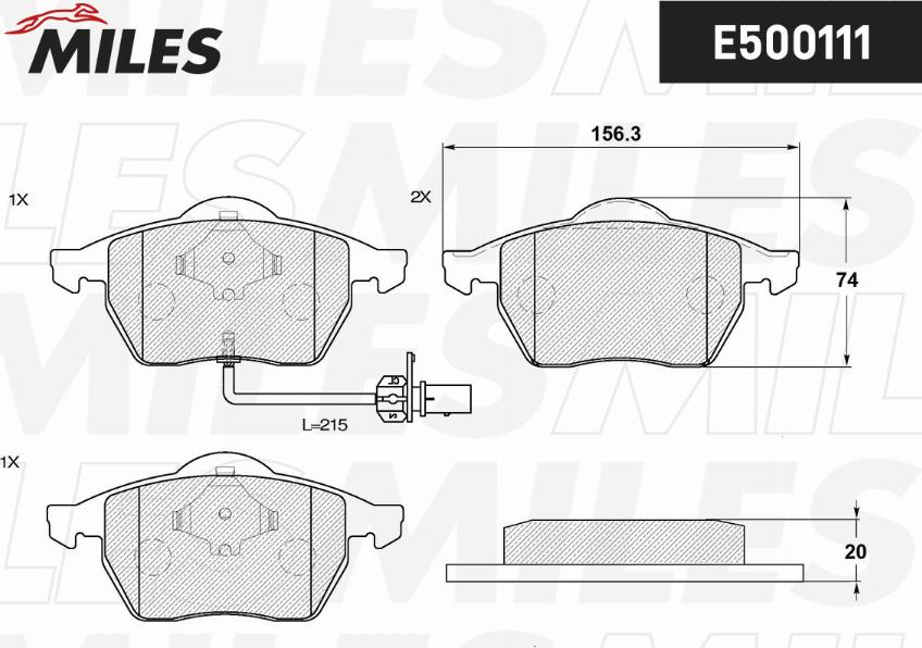 Miles E500111 - Тормозные колодки, дисковые, комплект autospares.lv