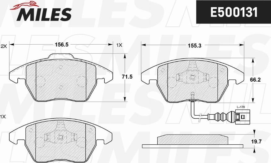 Miles E500131 - Тормозные колодки, дисковые, комплект autospares.lv