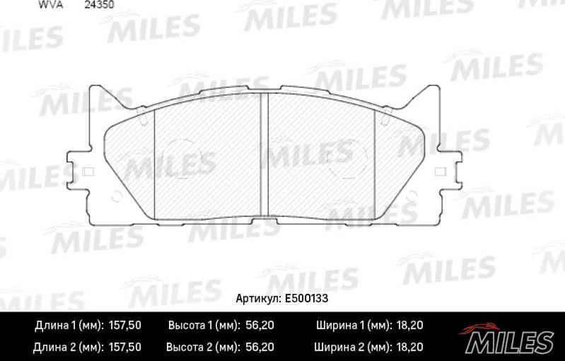 Miles E500133 - Тормозные колодки, дисковые, комплект autospares.lv