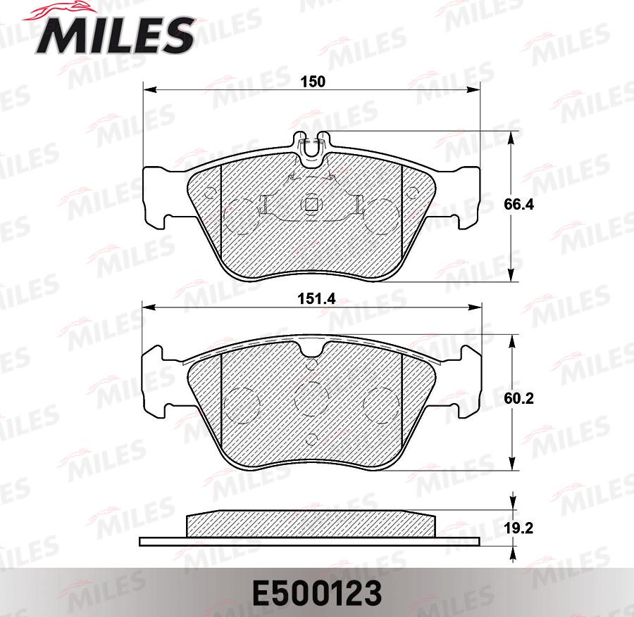 Miles E500123 - Тормозные колодки, дисковые, комплект autospares.lv