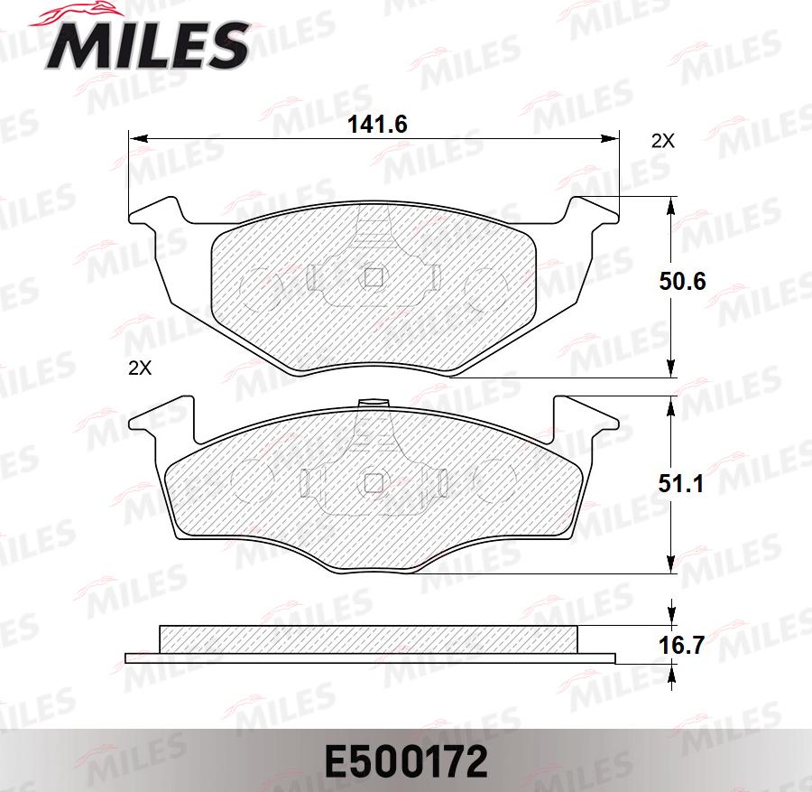 Miles E500172 - Тормозные колодки, дисковые, комплект autospares.lv