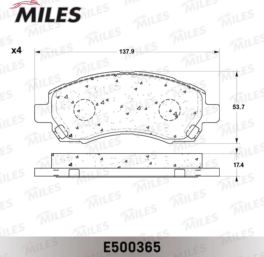 Miles E500365 - Тормозные колодки, дисковые, комплект autospares.lv