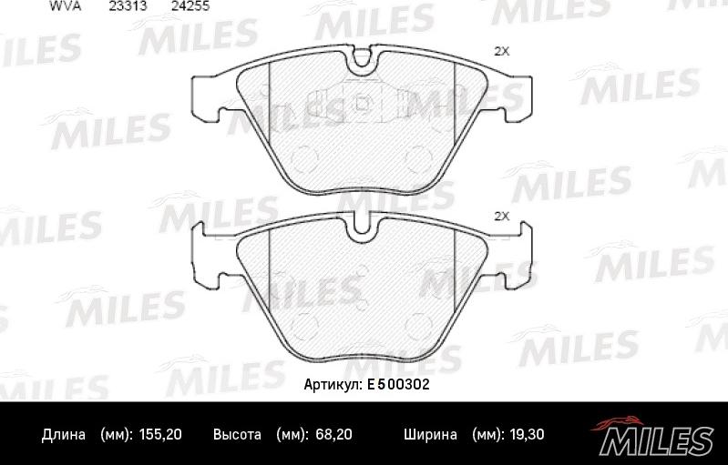 Miles E500302 - Тормозные колодки, дисковые, комплект autospares.lv