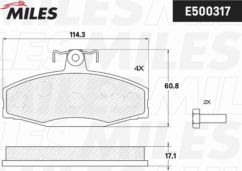 Miles E500317 - Тормозные колодки, дисковые, комплект autospares.lv