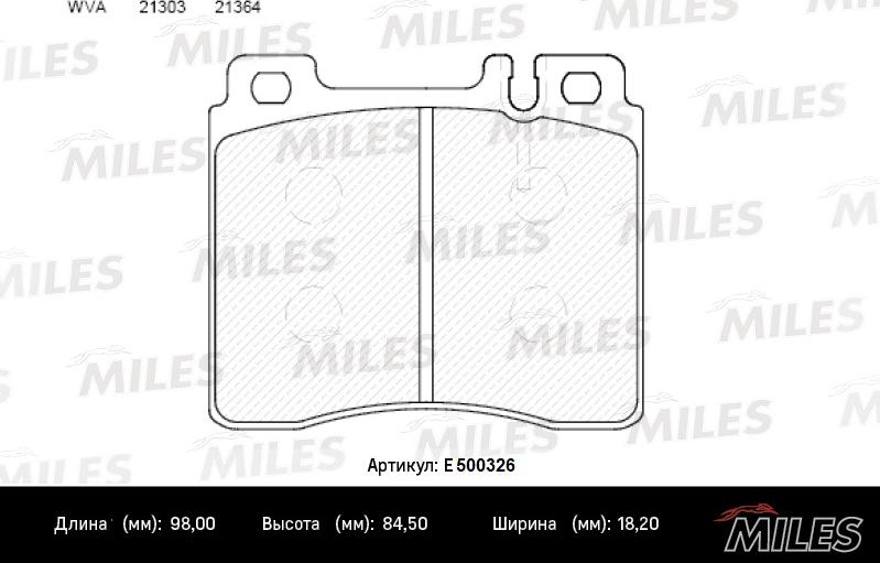 Miles E500326 - Тормозные колодки, дисковые, комплект autospares.lv