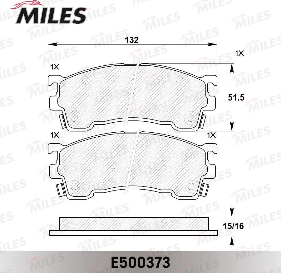 Miles E500373 - Тормозные колодки, дисковые, комплект autospares.lv