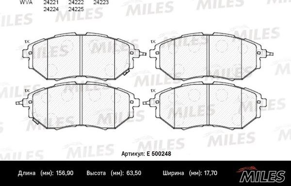 Miles E500248 - Тормозные колодки, дисковые, комплект autospares.lv