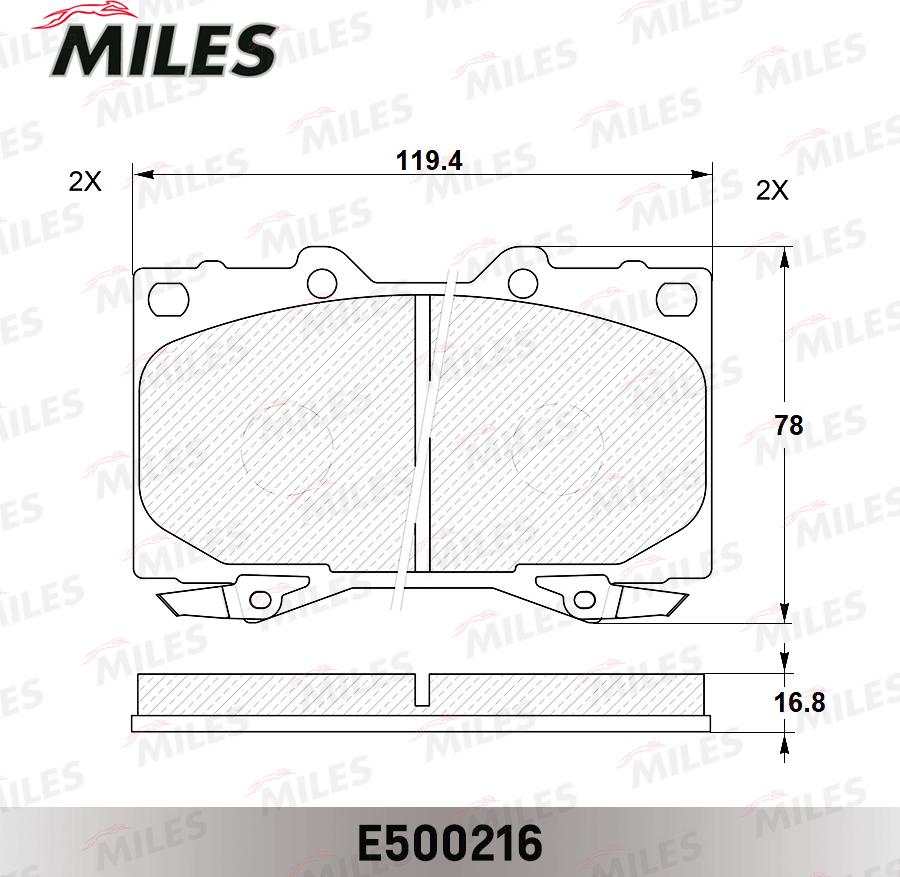 Miles E500216 - Тормозные колодки, дисковые, комплект autospares.lv