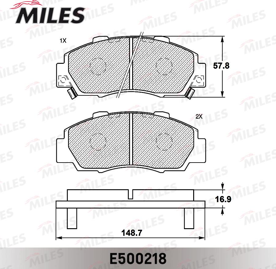 Miles E500218 - Тормозные колодки, дисковые, комплект autospares.lv