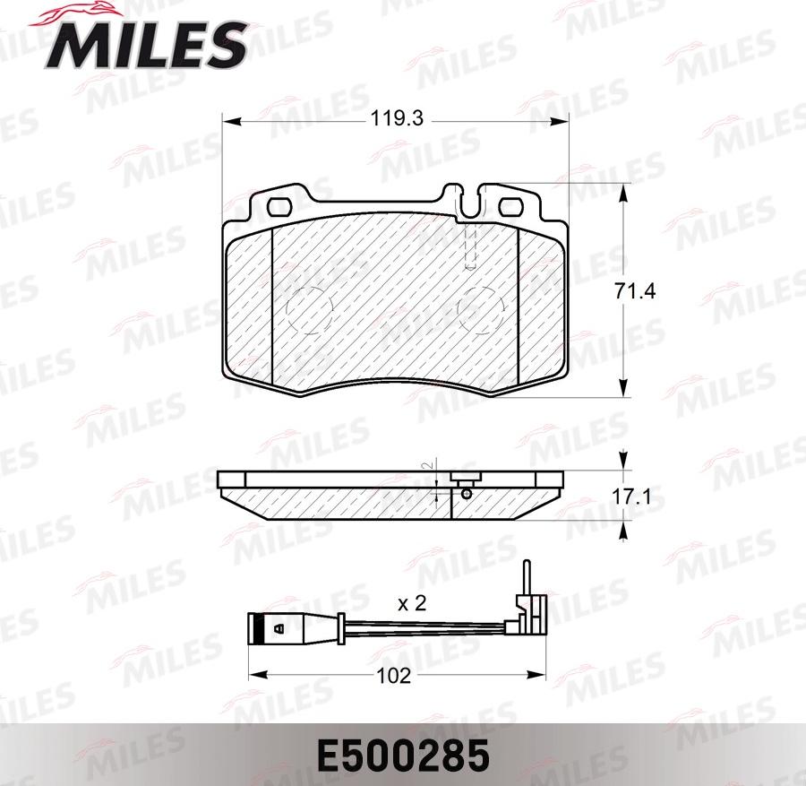 Miles E500285 - Тормозные колодки, дисковые, комплект autospares.lv