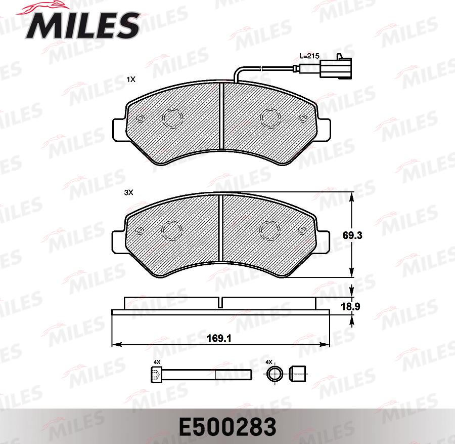 Miles E500283 - Тормозные колодки, дисковые, комплект autospares.lv