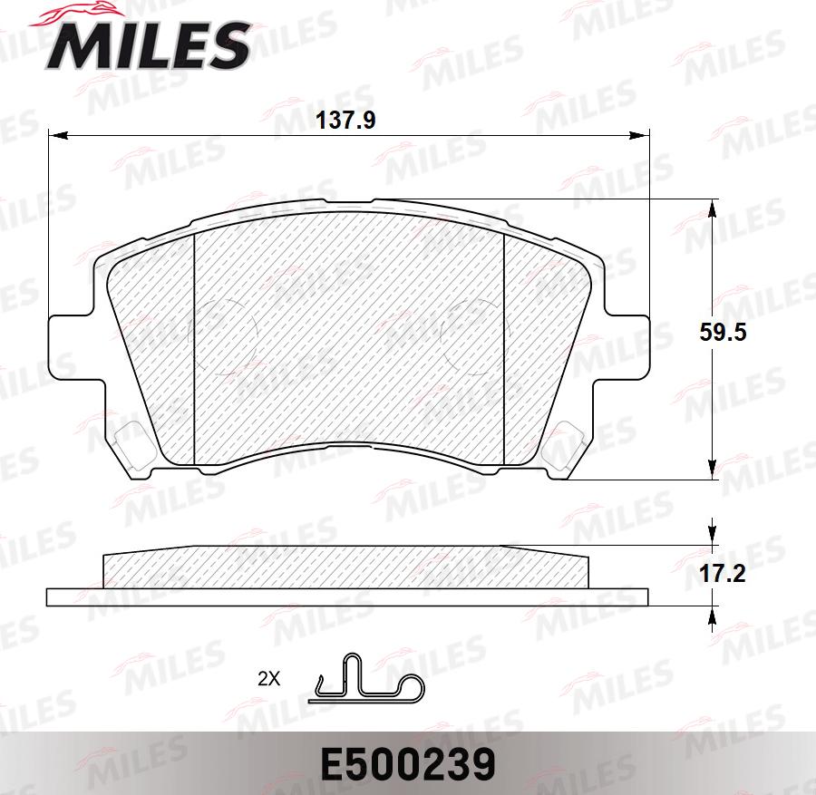 Miles E500239 - Тормозные колодки, дисковые, комплект autospares.lv