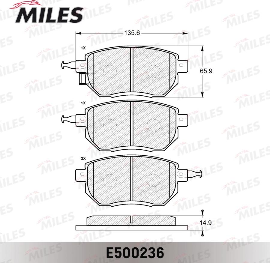 Miles E500236 - Тормозные колодки, дисковые, комплект autospares.lv